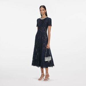 Self-Portrait Navy Lace Midi Dress